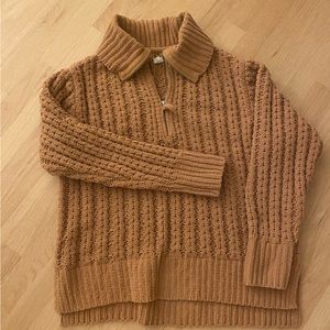 Aerie quarter zip cable knit sweater